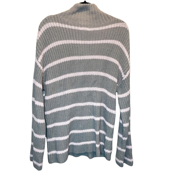 Caslon Shaker Knit Mock Neck Sweater in Grey and Pink Stripes Small NWT - Picture 7 of 7